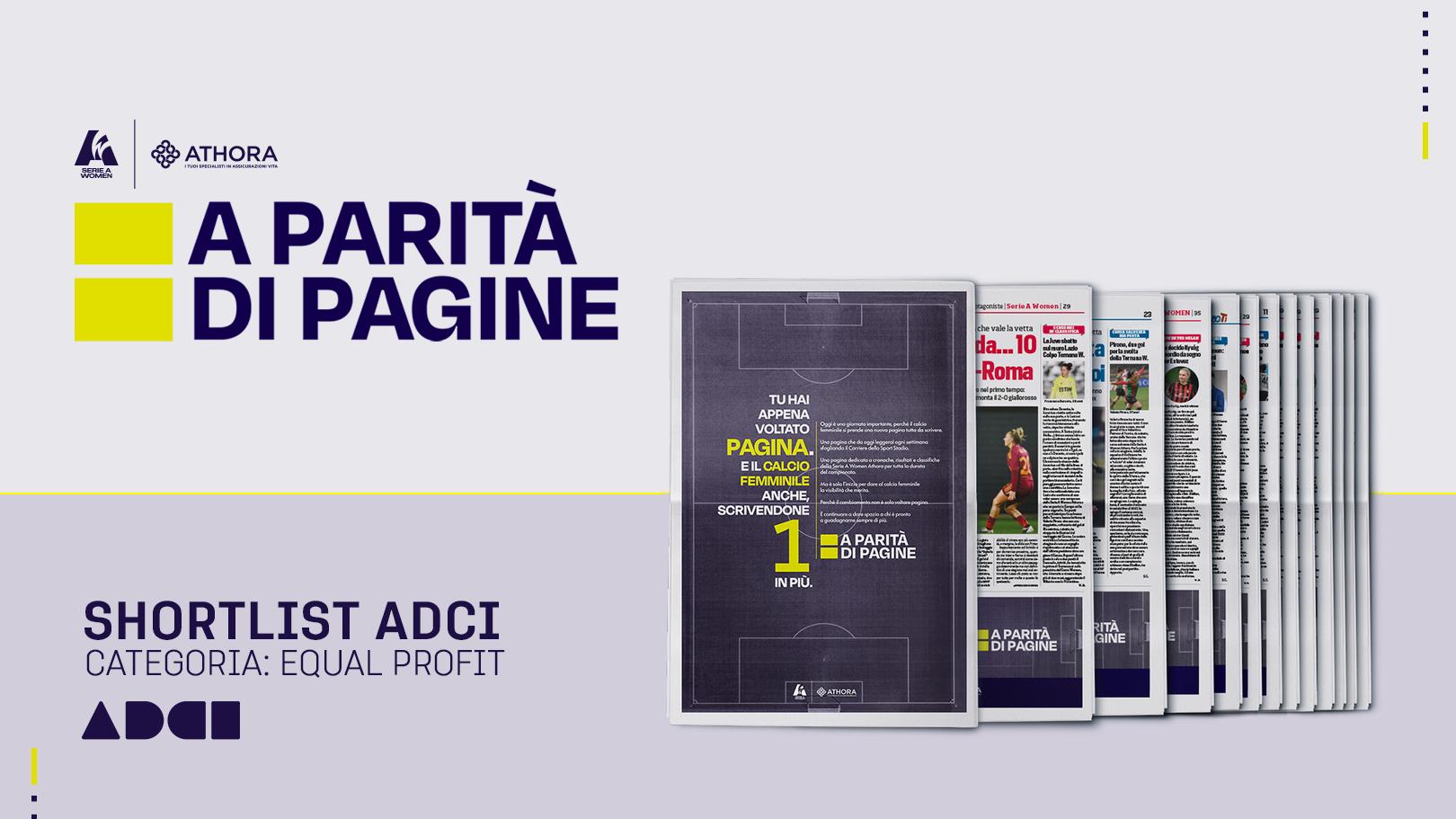 Il progetto editoriale ‘A parità di pagine’ di Athora Italia inserito nella shortlist degli ADCI Awards
