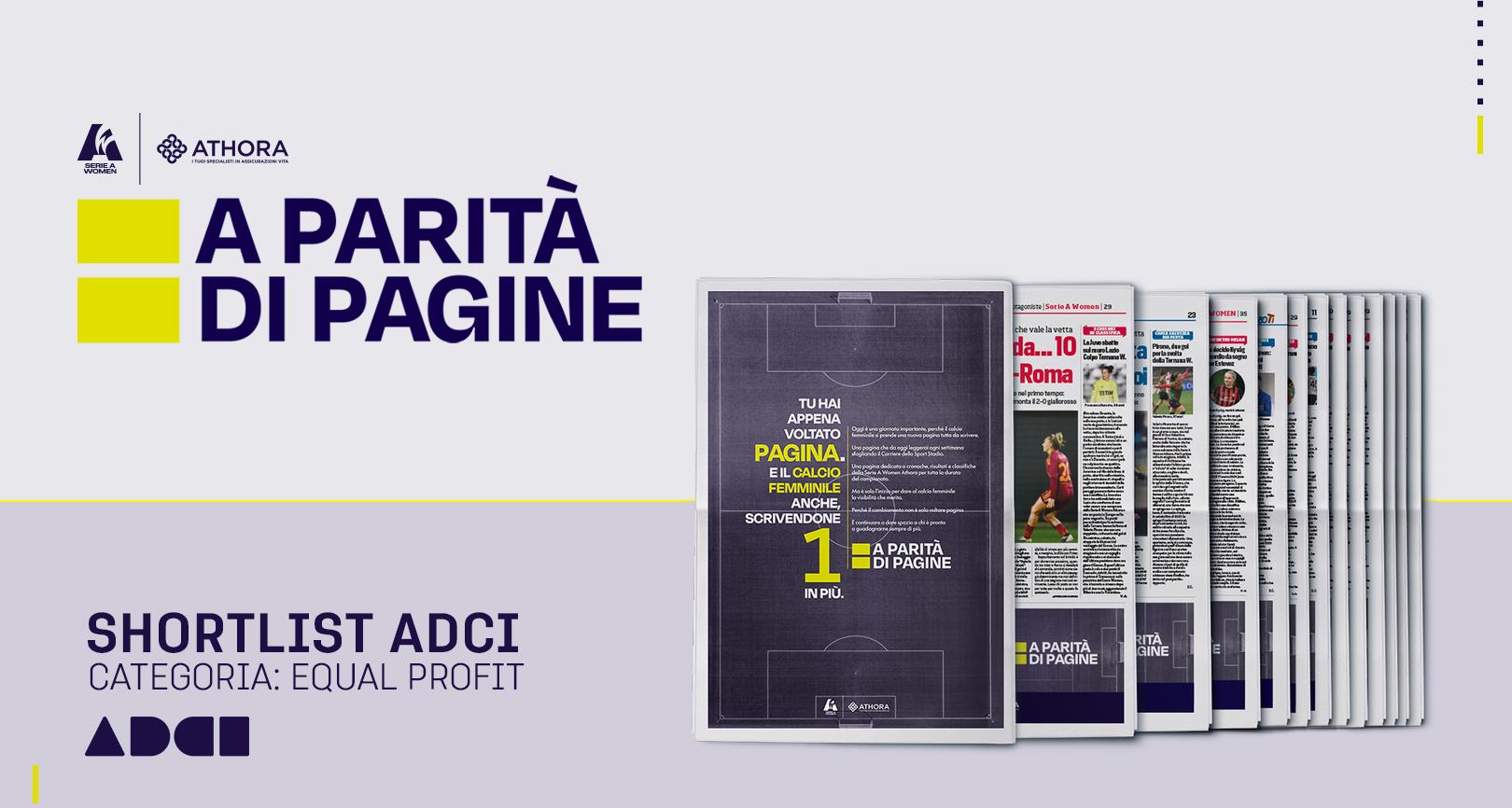 Il progetto editoriale ‘A parità di pagine’ di Athora Italia inserito nella shortlist degli ADCI Awards