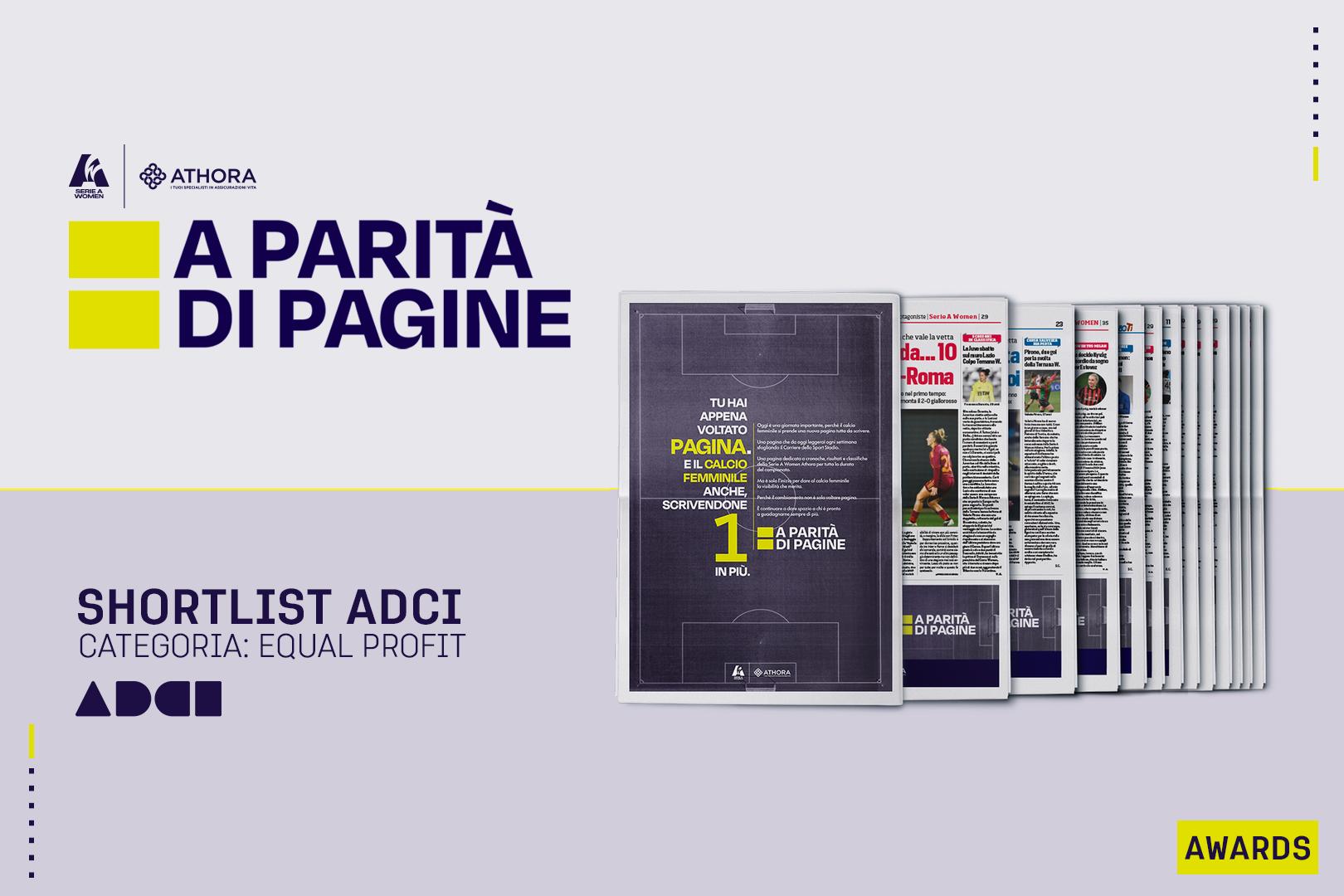 Il progetto editoriale ‘A parità di pagine’ di Athora Italia inserito nella shortlist degli ADCI Awards