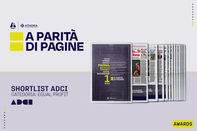 Il progetto editoriale ‘A parità di pagine’ di Athora Italia inserito nella shortlist degli ADCI Awards